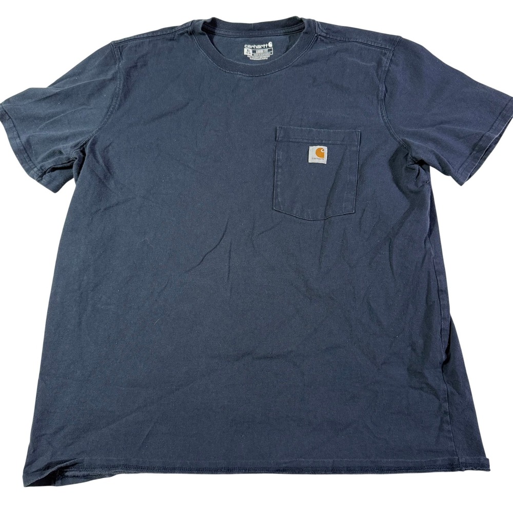 Carhartt K87-W Womens XL Navy Blue Loose Fit Short Sleeve Pocket T-Shirt Cotton